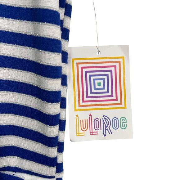 Lularoe Amelia Blue, Gray With White Stripe Dress Size Medium NWT Nautical Vacay - Picture 4 of 8